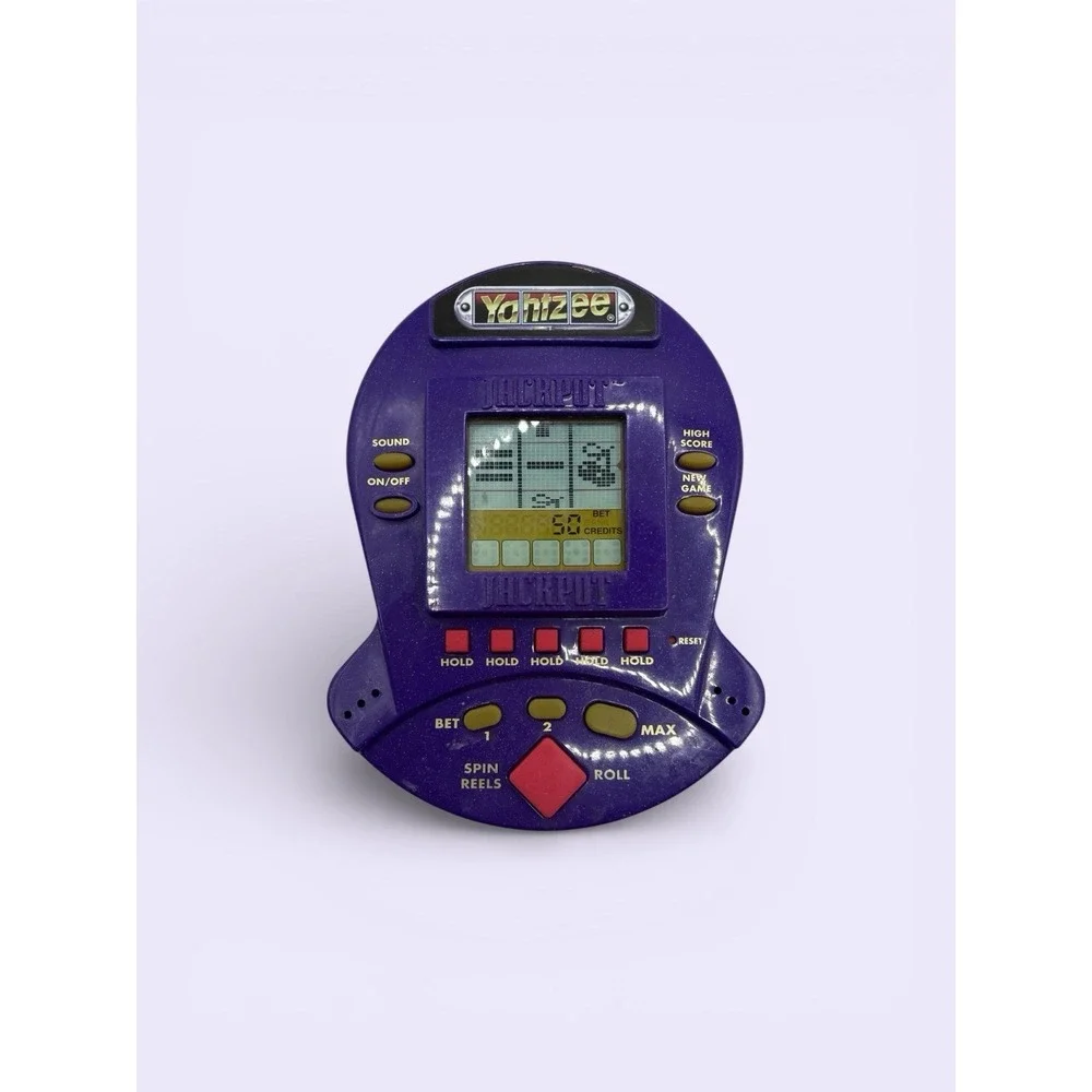 1999 Yahtzee Jackpot Slots Handheld Electronic Game by Hasbro-Works